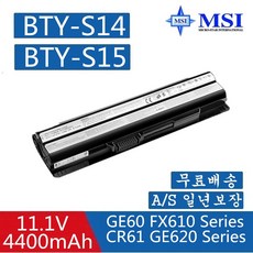 MSI 노트북 BTY-S14 BTY-S15 호환용 배터리 MS-16GA MS-16GC MS-16GH MS-16GD GE60 2OC-014NE (배터리 모델명으로 구매하기) W