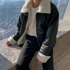 OUTSIDETHEBOX 남자 겨울 오버핏 양털 무스탕자켓