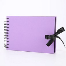 수제 나비 매듭 사진 앨범 검은 종이 A5 스크랩북 리본 바인딩 블랙 카드, Purple 30