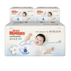 하기스 2024 네이처메이드 퓨어코튼 썸머 밴드형 기저귀 남여공용 신생아용(3~4.5kg)