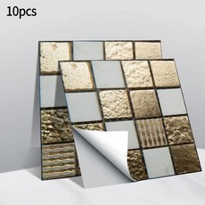 주방 침실용 자체 접착 벽 타일 욕실 백스플래시 방수 3D 모자이크 크리스탈 스티커 10 개, [02] 2