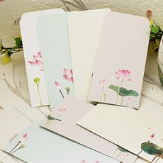 연꽃 디자인 편지 봉투 (10매) - 8종택1 불교편지봉투, G하늘색(가로)