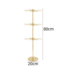 회전 진열대 스카프걸이 액세서리 거치대 팔찌 스탠드 매장용 선반 키링 디스플레이 업소용, 골드(3단), 1개