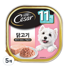 시저 반려견 주식캔 시니어 11세 이상 닭고기, 100g, 5개