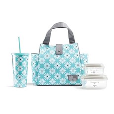 Fit + Fresh 여성용 웨스트포트 런치 쿨러 백 타비타 플로랄, 아쿠아, 1개