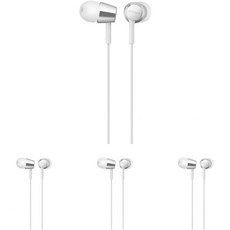 소니 MDREX155전화 통화용 마이크가 장착된 in ear earbud 헤드폰/헤드셋 블랙 MDR-EX155AP/B, 하얀색_4인 1팩