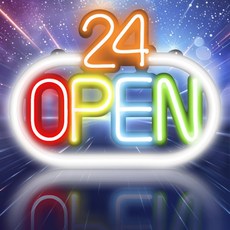 LED보드나라 영업중 간판 24시 OPEN LED 네온 사인 카페 간판, NO. 04 N_24시 OPEN 보드 - 돌돌이전광판