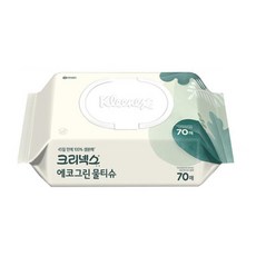 크리넥스 100% 생분해 에코그린 물티슈 캡형, 50g, 70매, 5개