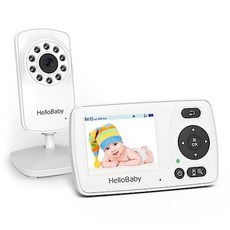HelloBaby HB180 Two-Way Audio Baby Monitor with Te HelloBaby HB180 온도 센서 소리 알림 자장가 및 야간 조명 장거리 전송, Yellow, 2 Piece Set, 1개