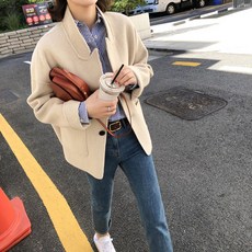 케이마켓 코트 겨울 가을 말랑말랑 텍스처 소프트 그립감 해링본 양면 나사 쇼트 여성