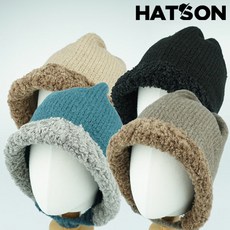 [햇츠온]1H4406 HatsON 브랜드 여성 벙거지 햇 털 모자 보닛 귀달이 양털 부클 겨울 방한 AA - 햇츠온귀달이모자