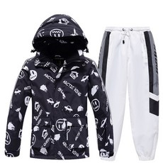 Children Skiing Suit Boy Girl Ski Clothing Pants Set Winter Windproof Warm Outdoor Sports Hiking Sno, 03 Set 2_03 l