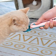 고양이 간식 스푼 츄르 짜개 강아지 약 먹이기 숟가락 펫 슬라이딩 사료 통 스쿱 펫 수저, 그린스푼, 1개