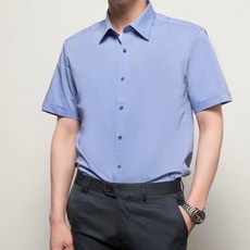 포포라 편한 디자인 블루 4만원대 선물 배색 카라 슬림 스판 하프셔츠 E-392570