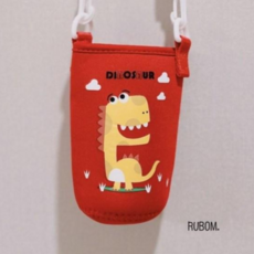 루봄 끈달린 물병 파우치 컵 홀더, 1개, 빨강 공룡