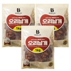 친절한도그씨 빈즈라이크 오리 날개 3kg 1kgx3팩 대형견 애견간식, 단품