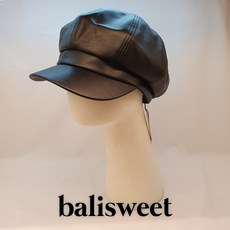 발리스윗 balisweet 세련된 가죽 느낌 소재의 여성 팔각 끈 조절 베레모 헌팅캡 모자 SK4WAC03 블랙