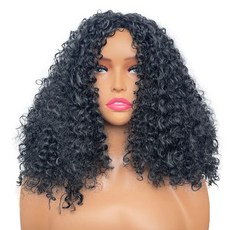 Dueyben Short Curly Wig 블랙 Women Explosive Natural Synthetic African American Female and Bangs