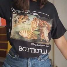 복고풍 스타일 금성 botticelli의 탄생 남성 여성 미적 Tshirt 플러스 크기 그래픽 티셔츠 유화 짧은 소매 티셔츠|티셔츠|