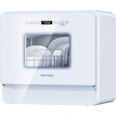 AIRMSEN A01 휴대용 조리대 식기세척기 5개소 설정 아파트용 5L 수조 2단 랙 7개 프로그램 360° 3스프레이 암 167 ℉ 하이 템프에어 드라이 기능 LED 터치