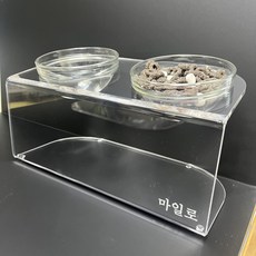 강아지 고양이 밥그릇 아크릴 유리 식기 2구, 소형_2구(high), 1개, 투명