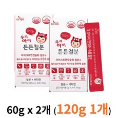 우리아이 맛있는 튼튼철분 돌 아기 유아 어린이 초등학생 철분제 타 먹는 마시는 포도맛 간편 분말 스틱 비헴철 비햄철 어지러움 철분부족 증상 영양제 비타민C 흡수 보충제, 120g, 1세트