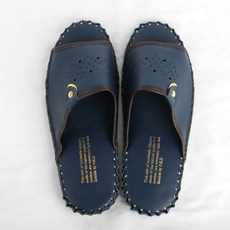 거실화 펀칭봉합 고급 가죽실내슬리퍼(남성용 여성용), 8.네이비