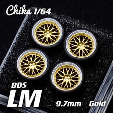 Chika Nabes 1/64 휠 또는 브레이크 고무 BBS LM-R/ Work CVX VSKF T7R/ MUGEN MF10 8.9mm 1 세트, 02 BBS LM 9.7mm gold - 골드무겐