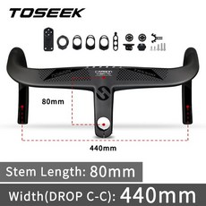 가변스템 자전거헤드업 TOSEEK 통합 T800 탄소 섬유 로드 바이크 초경량 드롭 자전거 TR5500, 11.440-80mm, 1개