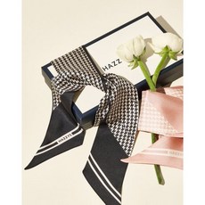 헤지스 실크100% 블랙 하운드투스 실크 스카프349284