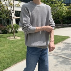 HJR 프리미엄 베이직 오버핏 하찌 라운드 니트