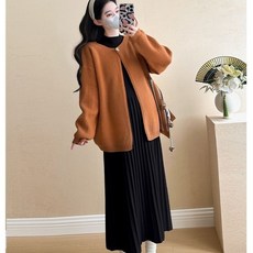 봄가을 임산부 니트 가디건 빅사이즈 패션 임부복 하객룩 데일리 캐릭터 임부 라운드 코트 상의 YJW