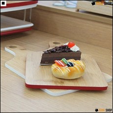밝은느낌 모던스타일 깔끔한디자인 빨간색감 사각손잡이도마 원목손잡이도마, 화이트