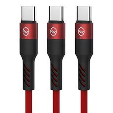 신지모루 로프 C타입 고속충전 케이블, 1m, 레드, 3개