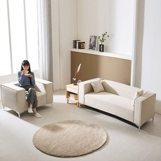 스톨리 위생적인 발수기능 스웨이드패브릭 원룸 카페 사무실 1인+2인 디자인 소파추천 쿠션무료증정, 오트밀