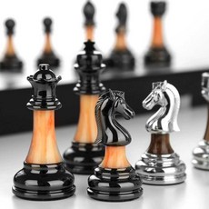 체스 원목 고급 체스판 보드 세트 장식품 보드게임 일, 금은 중사이즈(30X30)