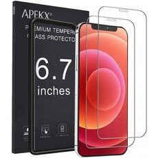 2 iPhone 12Pro Max용 APEKX 화면 보호기 Apple용 6.7인치 강화유리 필름 [수동 유리] [HD Clear][HD Clear][9H 하드] [Case, 1