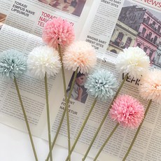 [소품톡톡] 파스텔 퐁퐁 국화_플라워 조화 인테리어 홈데코 꽃다발 민들레, 피치