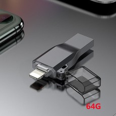DFMEI 아이폰 USB 256G 적용 PC용 듀얼포트 128G 메탈고속 3.0 아이패드유비쿼터스, 우아한 검은 색 [Apple USB] 공식 정품, 64G