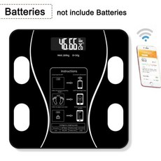스마트 체지방 체중계 무선 LED 디지털 욕실 무게추 체성분 분석기 테스트, 1개, 없음, 2) Black-A