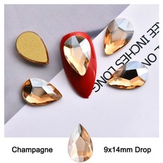 큰 네일 아트 라인 석 9x14mm 빗방울 k9 크리스탈 유리 3d 패션 손톱 diy 장식 액세서리, 샴페인 50개, 1개
