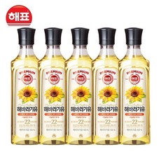 해표 해바라기유 900ml, 5개