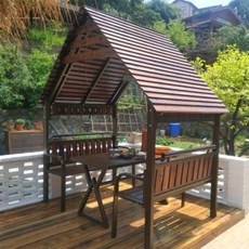 통나무집 정자 야외정원 원목 방부목 정자 이동조립 별장 민박정원 작은집, 01 첩목 소정[대지 2.2x1.34m]