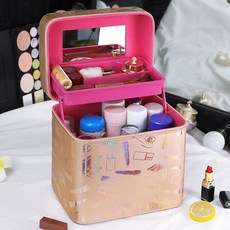 배드민턴가방 국다용도 파 2020뉴타입 히트제품 대용량 화장품 수납케이스 여성휴대 셀럽 상자 손으로드는, T09-샴페인 빅사이즈(높은 이중층)