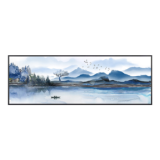 블루계열 수묵화 산수 풍경화 동양스타일 보석자수, E.만입판-80x241cm5D큐빅큐브[만입스티커가, E.만입판-80x241cm5D큐빅큐브[만입스티커가