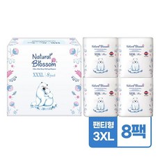 네추럴블라썸 비건기저귀 팬티형 XXXL 18매X8팩, 점보형 이상(3XL)