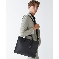 헤지스 악세서리 남성 20FW 블랙 단색 서류형 소가죽 토트백 HJBA0F765BK
