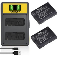 배터리팩 충전기 충전 EN-EL14 EN-EL14A 배터리 및 USB 듀얼 Nikon D3100 D3200 D3300 D3400 D3500 D5100, Black Battery+Charger, 1개