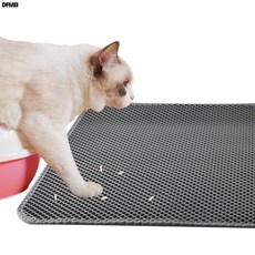 애견 고양이 모래 매트 이중 필터 고양이 모래 유출 방지 고양이 화장실 매트 발판 고양이 매트, 블랙, 1개