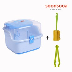 순수아 피크닉 젖병건조대 사은품 필터폼젖병솔+젖병집게 식기건조대 휴대가능 젖병보관함, 02.피크닉/젖병건조대-블루